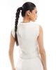 Kaiia Kaiia exclusive boucle textured vest in white - part of a set - 2