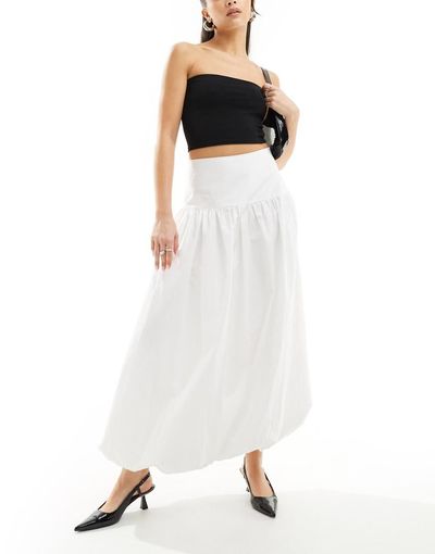 Kaiia Kaiia exclusive bubble hem maxi skirt in white