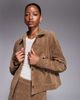 Kaiia Kaiia exclusive button front pocket detail faux suede jacket in tan -set-Brown - 1