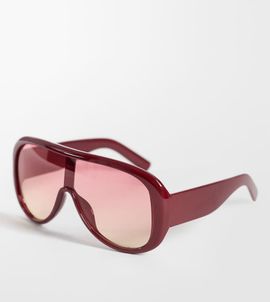 Kaiia Kaiia exclusive chunky aviator ombre lens sunglasses in burgundy-Multi