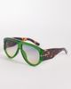 Kaiia Kaiia exclusive chunky aviator sunglasses in tort and green-Multi - 1