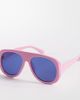 Kaiia Kaiia exclusive chunky aviator sunglasses with blue lenses in pink-Multi - 1