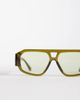 Kaiia Kaiia exclusive chunky rectangle aviator sunglasses in olive green-Multi - 3