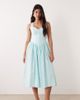 Kaiia Kaiia exclusive cotton poplin sweetheart neckline button detail dropped v waist maxi dress in baby blue-Green - 1