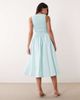 Kaiia Kaiia exclusive cotton poplin sweetheart neckline button detail dropped v waist maxi dress in baby blue-Green - 4