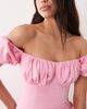Kaiia Kaiia exclusive cotton puff sleeve pleated hip detailing milkmaid mini dress in baby pink - 2