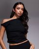 Kaiia Kaiia exclusive cotton rich stretch twist off shoulder top in black - part of a set - 1