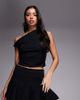 Kaiia Kaiia exclusive cotton rich stretch volume godet mini skirt in black - part of a set - 1