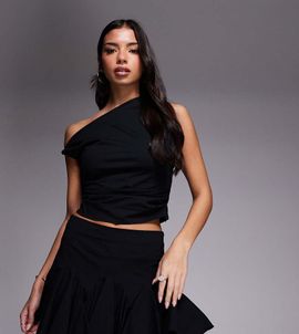 Kaiia Kaiia exclusive cotton rich stretch volume godet mini skirt in black - part of a set