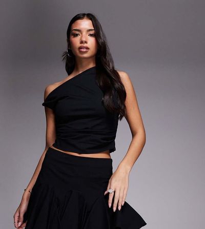 Kaiia Kaiia exclusive cotton rich stretch volume godet mini skirt in black - part of a set