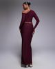 Kaiia Kaiia exclusive double layered slinky column maxi skirt in dark cherry - part of a set - 2