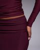 Kaiia Kaiia exclusive double layered slinky column maxi skirt in dark cherry - part of a set - 4