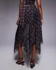 Kaiia Kaiia exclusive double layered slinky mesh fairy hem maxi skirt in brown and blue polka dot - part of a set-Multi - 4