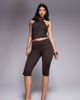 Kaiia Kaiia exclusive double layered slinky mesh high rise capri pants in blue and chocolate polka dot - part of a set-Multi - 1