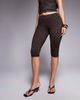 Kaiia Kaiia exclusive double layered slinky mesh high rise capri pants in blue and chocolate polka dot - part of a set-Multi - 4