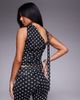 Kaiia Kaiia exclusive double layered slinky mesh one shoulder scarf detail top in mono polka dot - part of a set-Black - 2