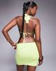 Kaiia Kaiia exclusive double layered slinky mesh starfish trim halterneck bra detail mini dress in lime-Green - 4