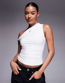 Kaiia Kaiia exclusive double layered slinky off shoulder top in white