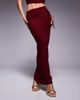Kaiia Kaiia exclusive double layered slinky ruched drawstring maxi skirt in burgundy - part of a set - 2