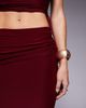 Kaiia Kaiia exclusive double layered slinky ruched drawstring maxi skirt in burgundy - part of a set - 4