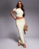 Kaiia Kaiia exclusive double layered slinky tie detail off shoulder top in butter yellow - part of a set - 3