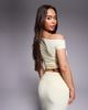 Kaiia Kaiia exclusive double layered slinky tie detail off shoulder top in butter yellow - part of a set - 4
