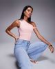 Kaiia Kaiia Exclusive double layered slinky twist off-shoulder top in baby pink - 1