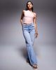 Kaiia Kaiia Exclusive double layered slinky twist off-shoulder top in baby pink - 2