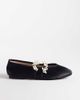 Kaiia Kaiia exclusive double strap pearl floral satin ballet flats in black - 1