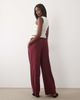 Kaiia Kaiia Exclusive double waistband wide leg tactical pants in burgundy - part of a set-Gold - 2