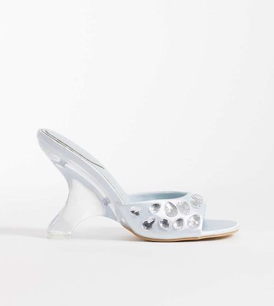Kaiia Kaiia exclusive embellished satin heeled sandals in baby blue