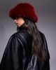 Kaiia Kaiia exclusive faux fur bucket hat in burgundy-Red - 2