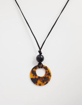 Kaiia Kaiia exclusive faux leather cord pendant necklace in brown tort