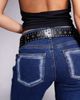 Kaiia Kaiia Exclusive faux leather eyelet & stud detail chunky belt in black-Multi - 3