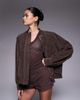 Kaiia Kaiia exclusive faux suede bomber jacket in chocolate brown - 1