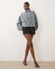 Kaiia Kaiia exclusive faux suede cargo pocket front balloon sleeve funnel neck bomber jacket in light blue - 3