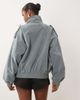 Kaiia Kaiia exclusive faux suede cargo pocket front balloon sleeve funnel neck bomber jacket in light blue - 4