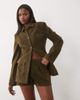 Kaiia Kaiia exclusive faux suede pleated front micro shorts in dark olive - part of a set-Multi - 2