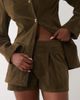 Kaiia Kaiia exclusive faux suede pleated front micro shorts in dark olive - part of a set-Multi - 3