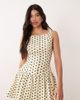 Kaiia Kaiia exclusive high square neck button front gathered skirt mini dress in yellow and black polka dots - 1