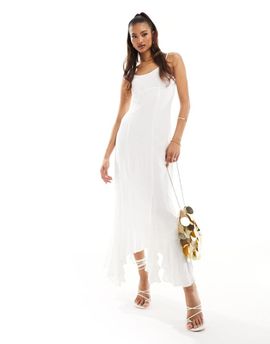 Kaiia Kaiia exclusive linen look cami asymmetric hem maxi dress in white