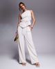 Kaiia Kaiia exclusive linen look one shoulder tie waist scarf hem top in beige pinstripes - part of a set-Multi - 2