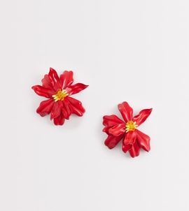 Kaiia Kaiia exclusive oversized 3D flower earrings in red