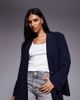 Kaiia Kaiia exclusive oversized menswear inspired blazer in navy pinstripes - 1
