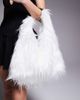 Kaiia Kaiia exclusive oversized shaggy faux fur tote bag in white - 2