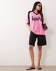 Kaiia Kaiia Exclusive oversized V-neck soccer jersey in pink and black - 2