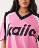Kaiia Kaiia Exclusive oversized V-neck soccer jersey in pink and black - 3