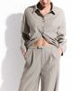 Kaiia Kaiia exclusive pleated front straight leg tailored pants in light brown stripes - part of a set - 3