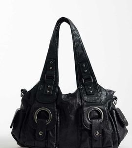 Kaiia Kaiia exclusive PU silver-tone hardware cargo pockets purse in black