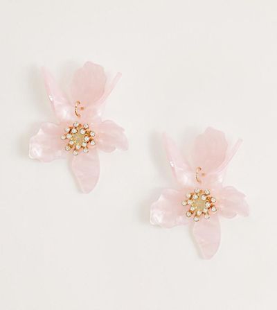 Kaiia Kaiia exclusive resin diamante detail drop flower earrings in pink